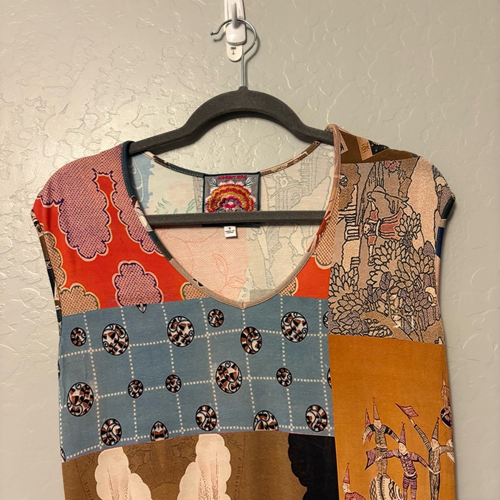 Johnny Was Tokyo high slit knit patchwork print bamboo dress size small - Picture 3 of 16